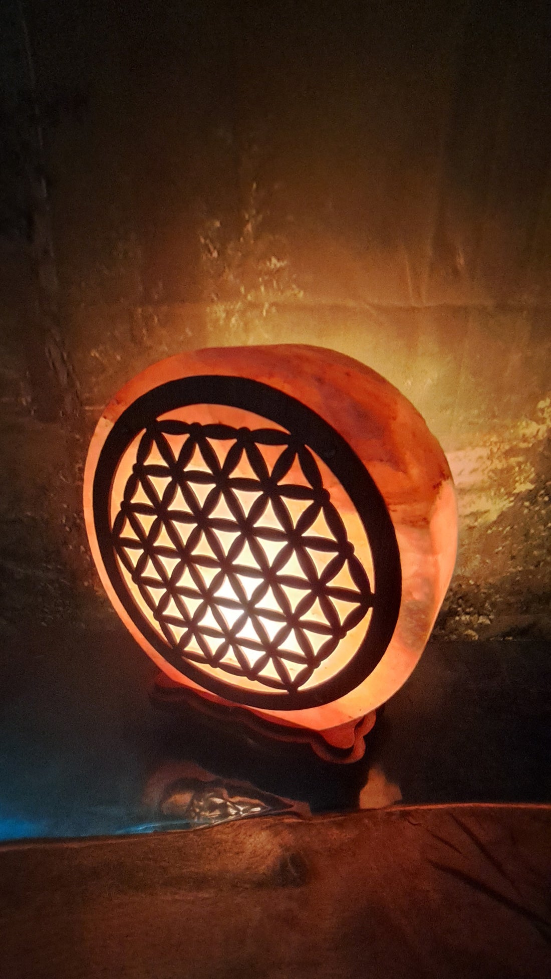 Lampe de sel d'Himalaya fleur de vie 🪷