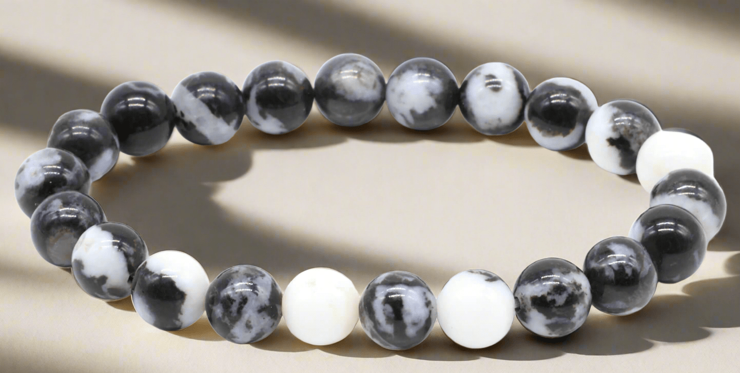 🖤 Bracelet Jaspe Zébré 8 mm – Force, Équilibre & Protection - Sama'zen