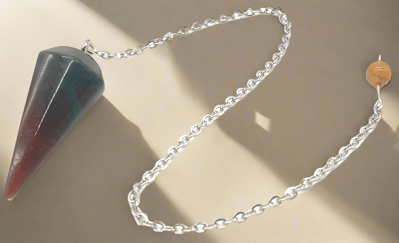 Pendule conique Agate Indienne - chaîne argentée