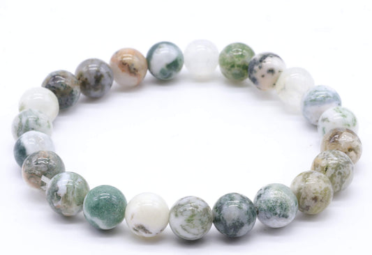 Bracelet Agate Arbre perles 8mm