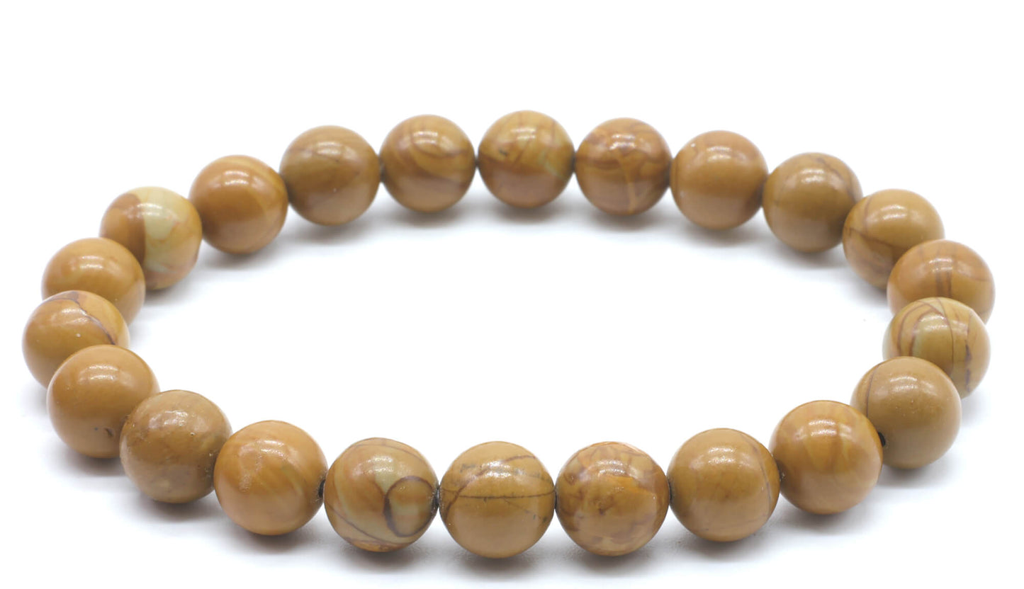 Bracelet Bois Fossile perles 8mm