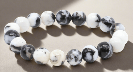 🖤 Bracelet Jaspe Zébré 10 mm – Force, Équilibre & Protection - Sama'zen