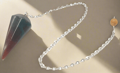 Pendule conique Agate Indienne - chaîne argentée 